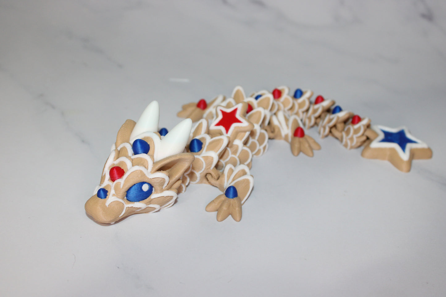 4th of July Dragon or Baby 4th of July Dragon 3D Printed Articulated
