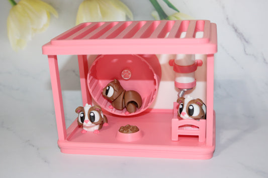 Flexi Guinea Pig with Mini Cage, Bag Charm Options Avaliable-3D Printed Articulated Flexi Fidget - Wonderland 3D Printing 