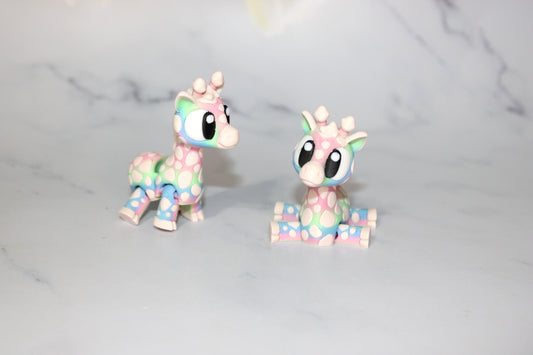 2 Flexi Mini Giraffe 2.5 inches tall or Flexi Giraffe Bag Charms 3D Printed Articulated Flexi Fidget - Wonderland 3D Printing 