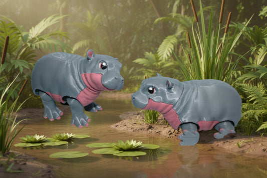 Baby Hippo 3d printed 4" - Wonderland 3D Printing 