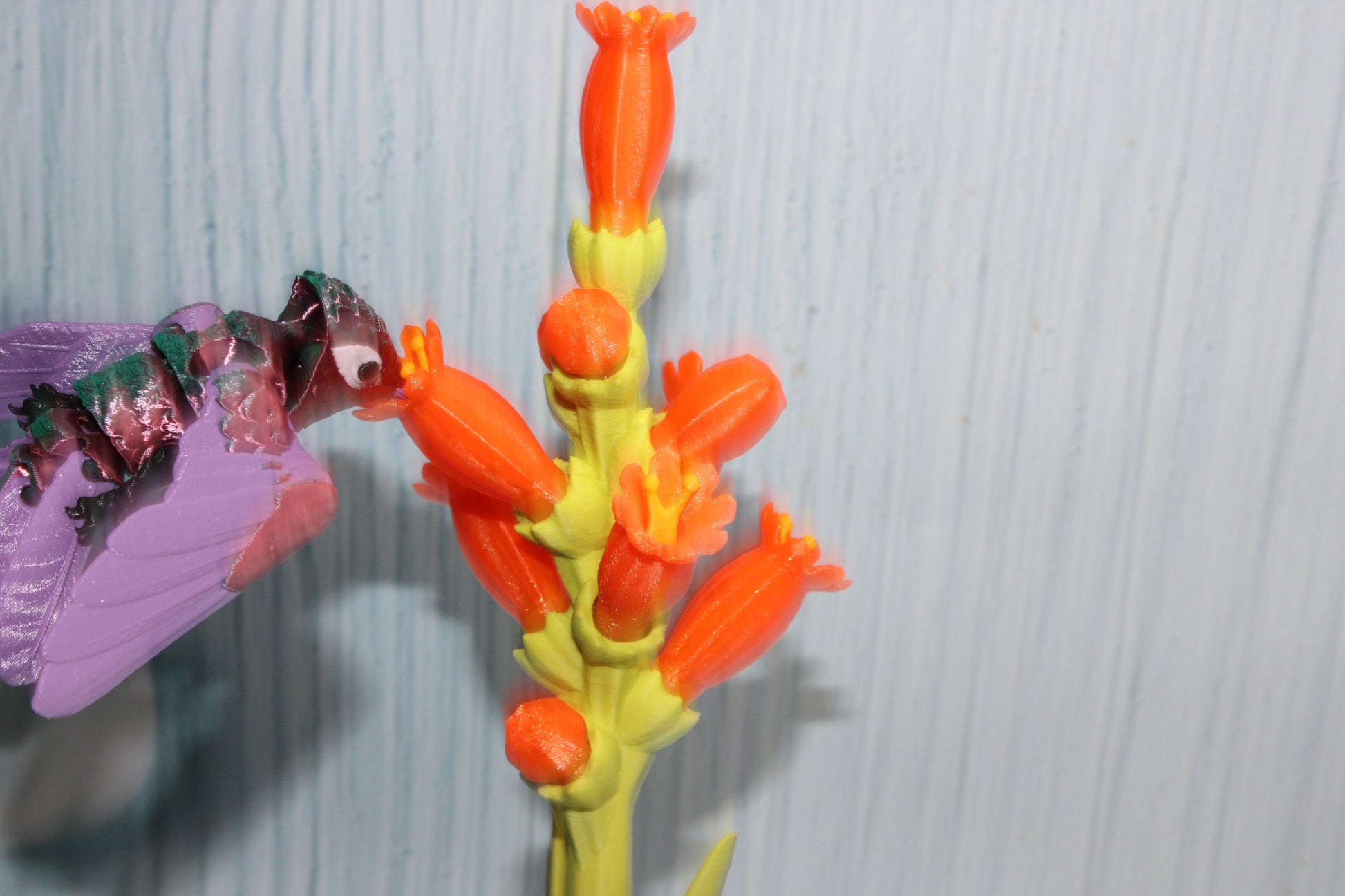 Hummingbird with Flower Display Options - Wonderland 3D Printing 
