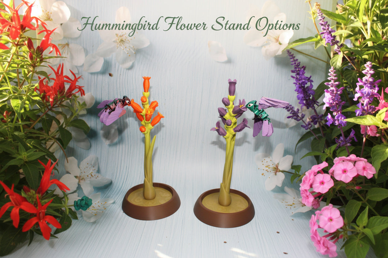 Hummingbird with Flower Display Options - Wonderland 3D Printing 