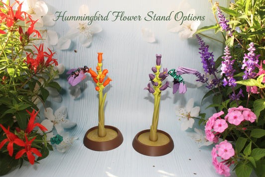 Hummingbird with Flower Display Options - Wonderland 3D Printing 