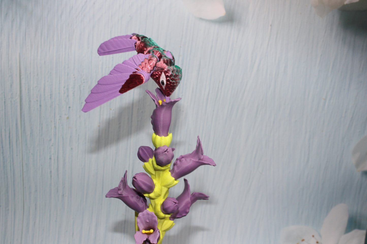 Hummingbird with Flower Display Options - Wonderland 3D Printing 