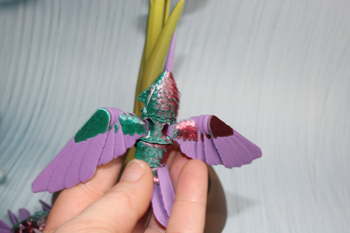 Hummingbird with Flower Display Options - Wonderland 3D Printing 