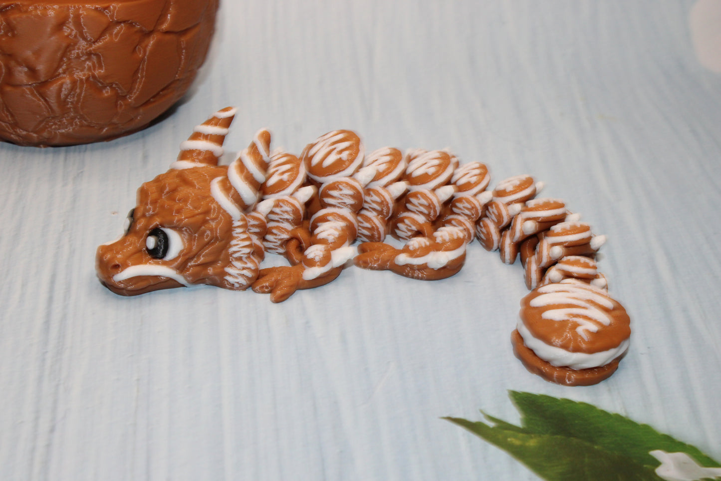 Cookie dragon with Egg 7.5" long-3d printed - Wonderland 3D Printing 