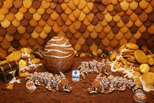 Cookie dragon with Egg 7.5" long-3d printed - Wonderland 3D Printing 