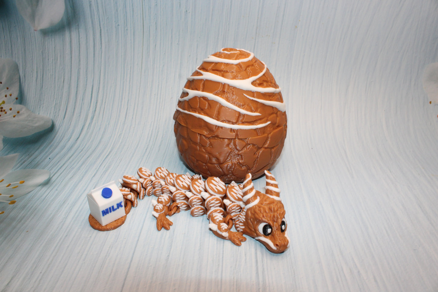 Cookie dragon with Egg 7.5" long-3d printed - Wonderland 3D Printing 