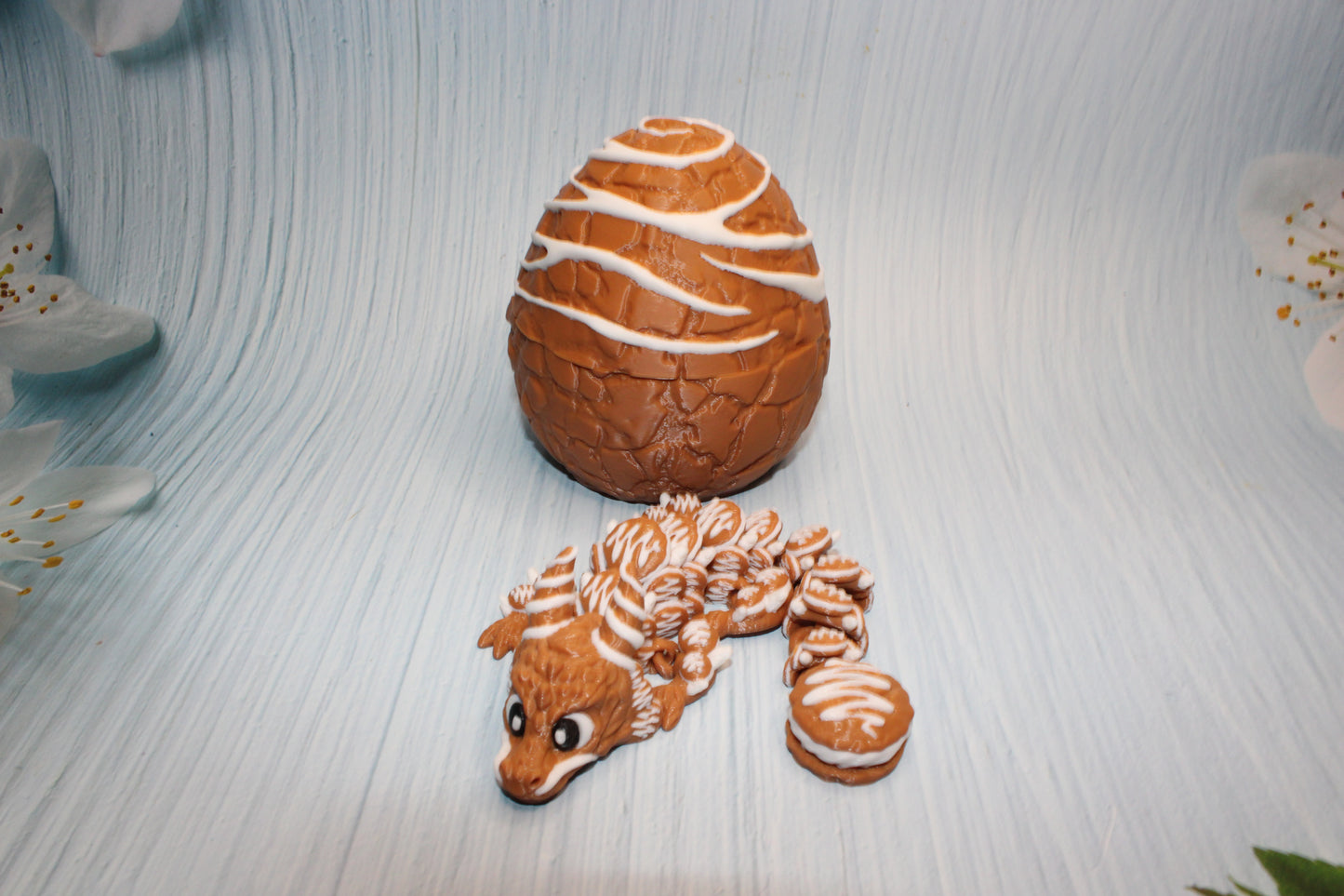 Cookie dragon with Egg 7.5" long-3d printed - Wonderland 3D Printing 