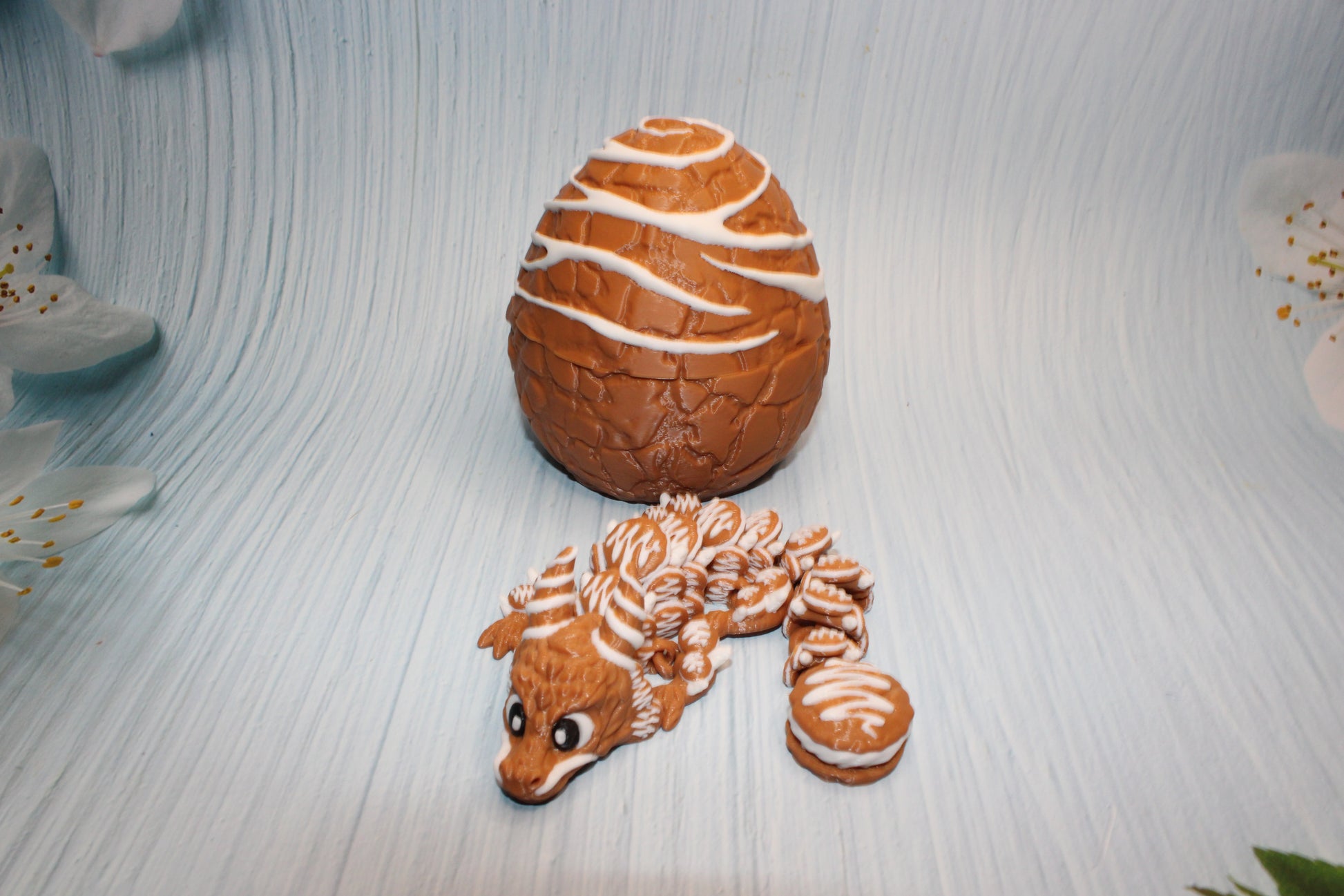 Cookie dragon with Egg 7.5" long-3d printed - Wonderland 3D Printing 