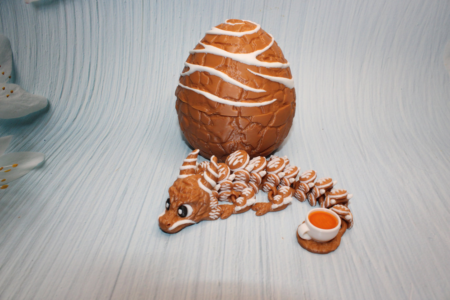 Cookie dragon with Egg 7.5" long-3d printed - Wonderland 3D Printing 