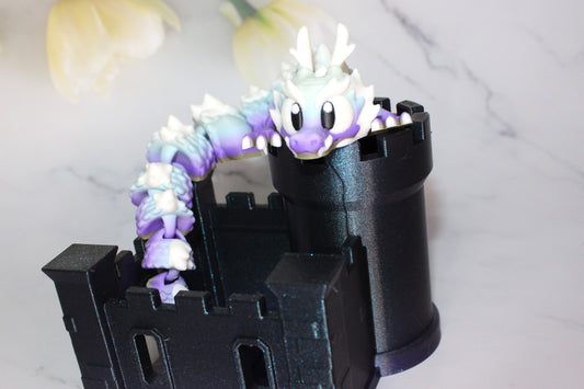 Dragon 10 inches Long with Castle Options-3D Printed Articulated Flexi Fidget - Wonderland 3D Printing 