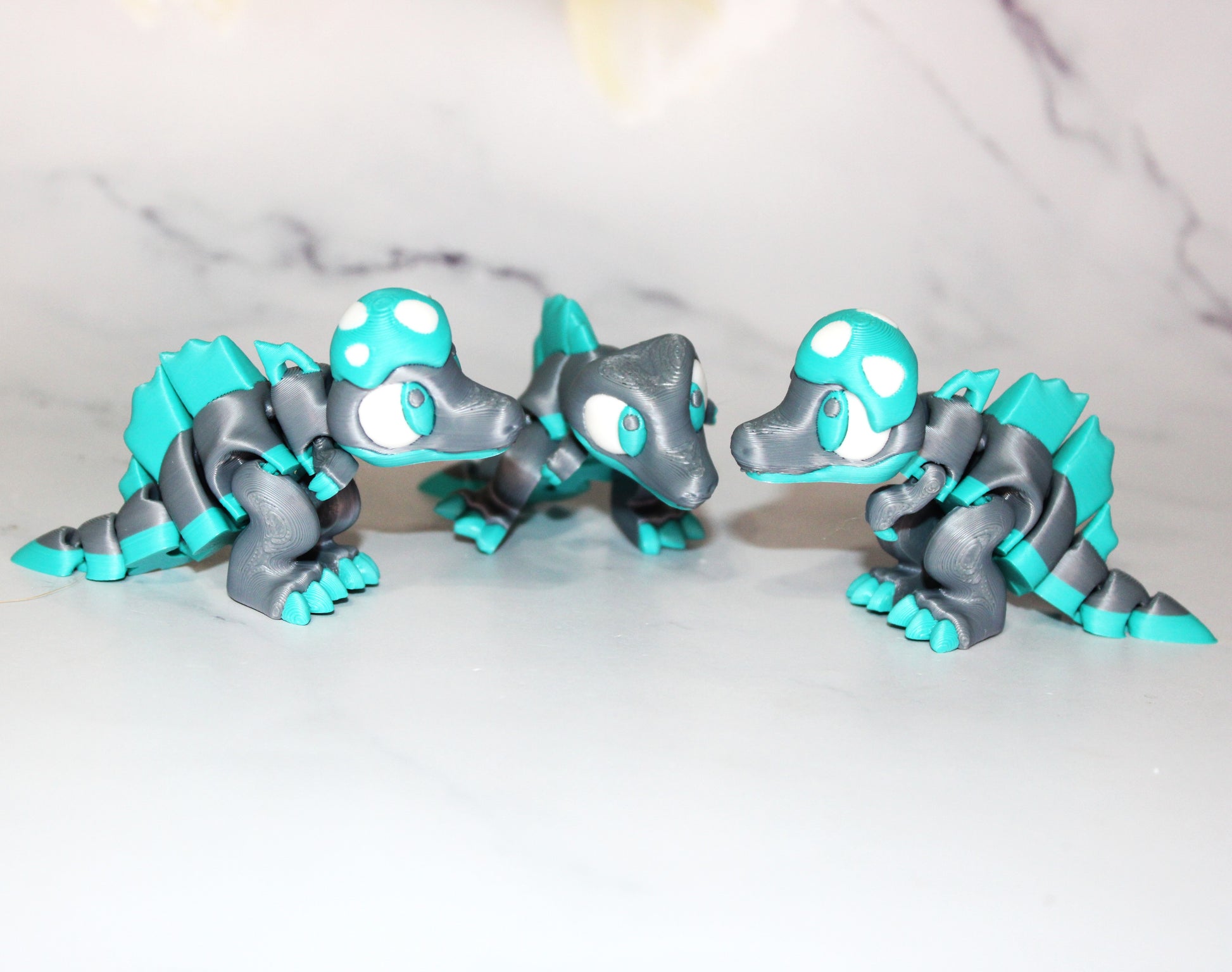 Mini Dinosaurs 3 inches long-3D Printed Articulated Figurine Fidget Toy-Bag Charm Options - Wonderland 3D Printing 