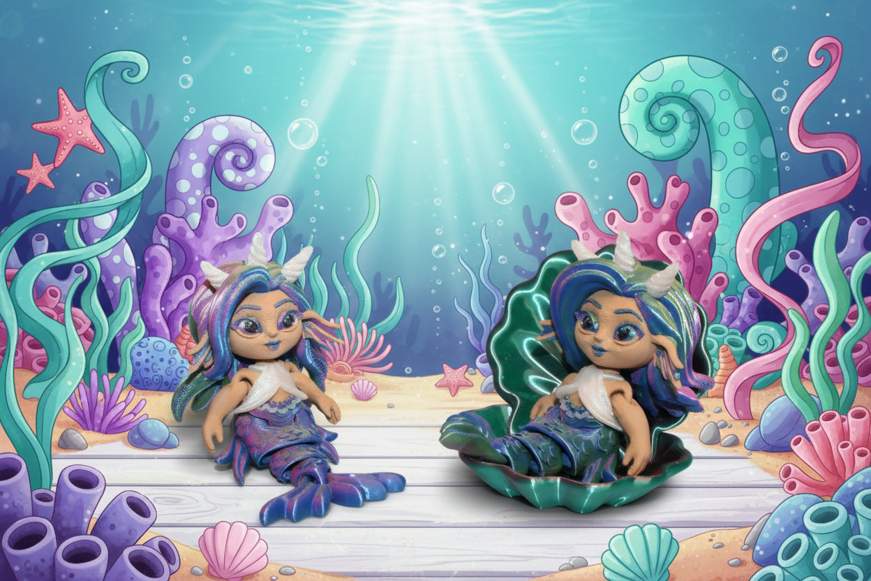 Mermaid 5.5" with Shell chair options - Wonderland 3D Printing 
