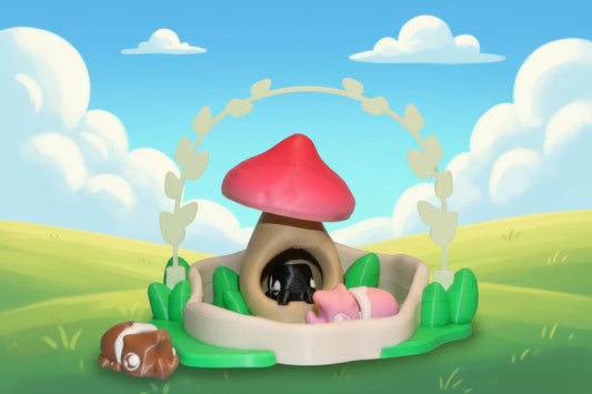 Woodland Beetle Mushroom Playset comes with 3 beetles - Wonderland 3D Printing 