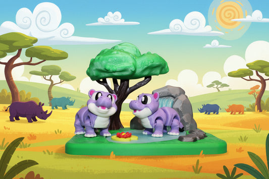 Rhino 3d printed playset- comes with 2 rhinos - Wonderland 3D Printing 