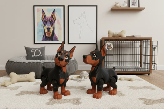 Doberman:3D Printed Articulated Flexi Fidget Toy 4" t - Wonderland 3D Printing 