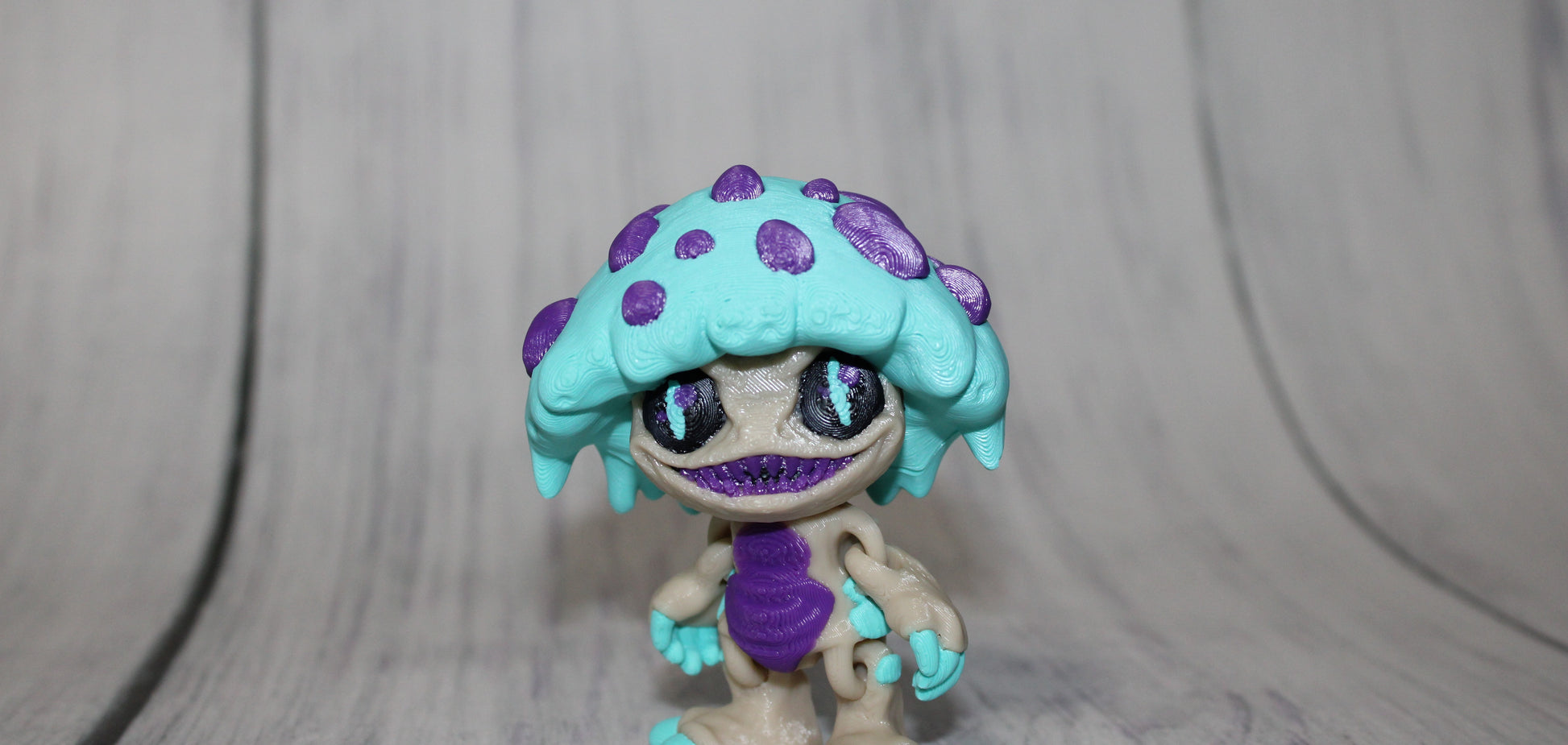 Mushroom Creature Articulated 3d Printed Figurine 3 inches tall - Wonderland 3D Printing 