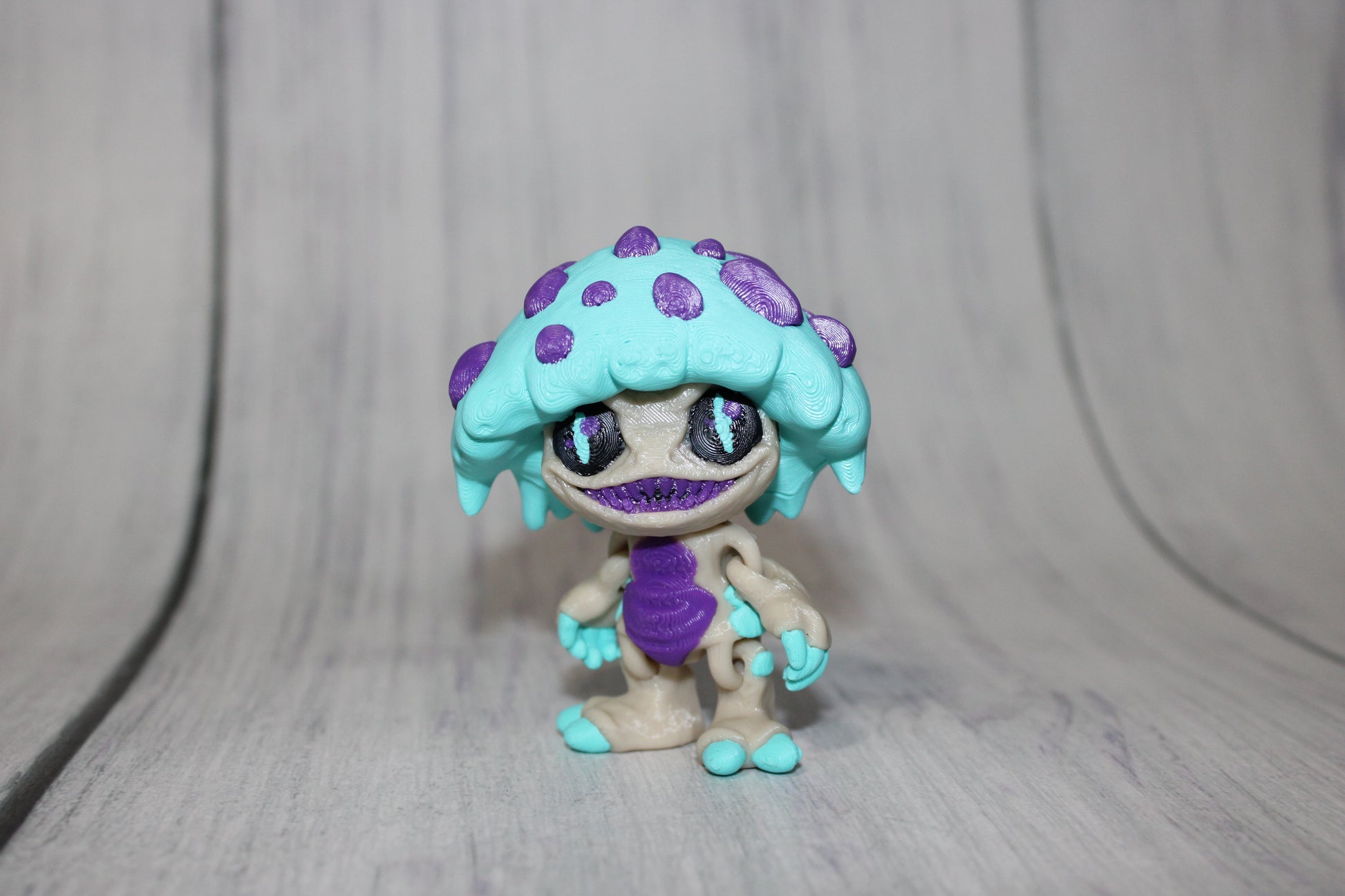 Mushroom Creature Articulated 3d Printed Figurine 3 inches tall - Wonderland 3D Printing 