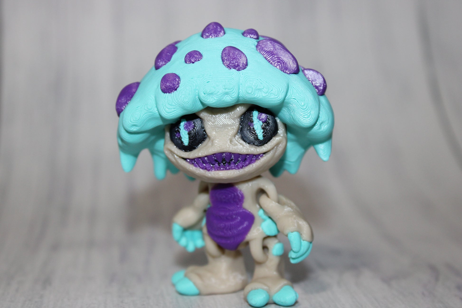 Mushroom Creature Articulated 3d Printed Figurine 3 inches tall - Wonderland 3D Printing 
