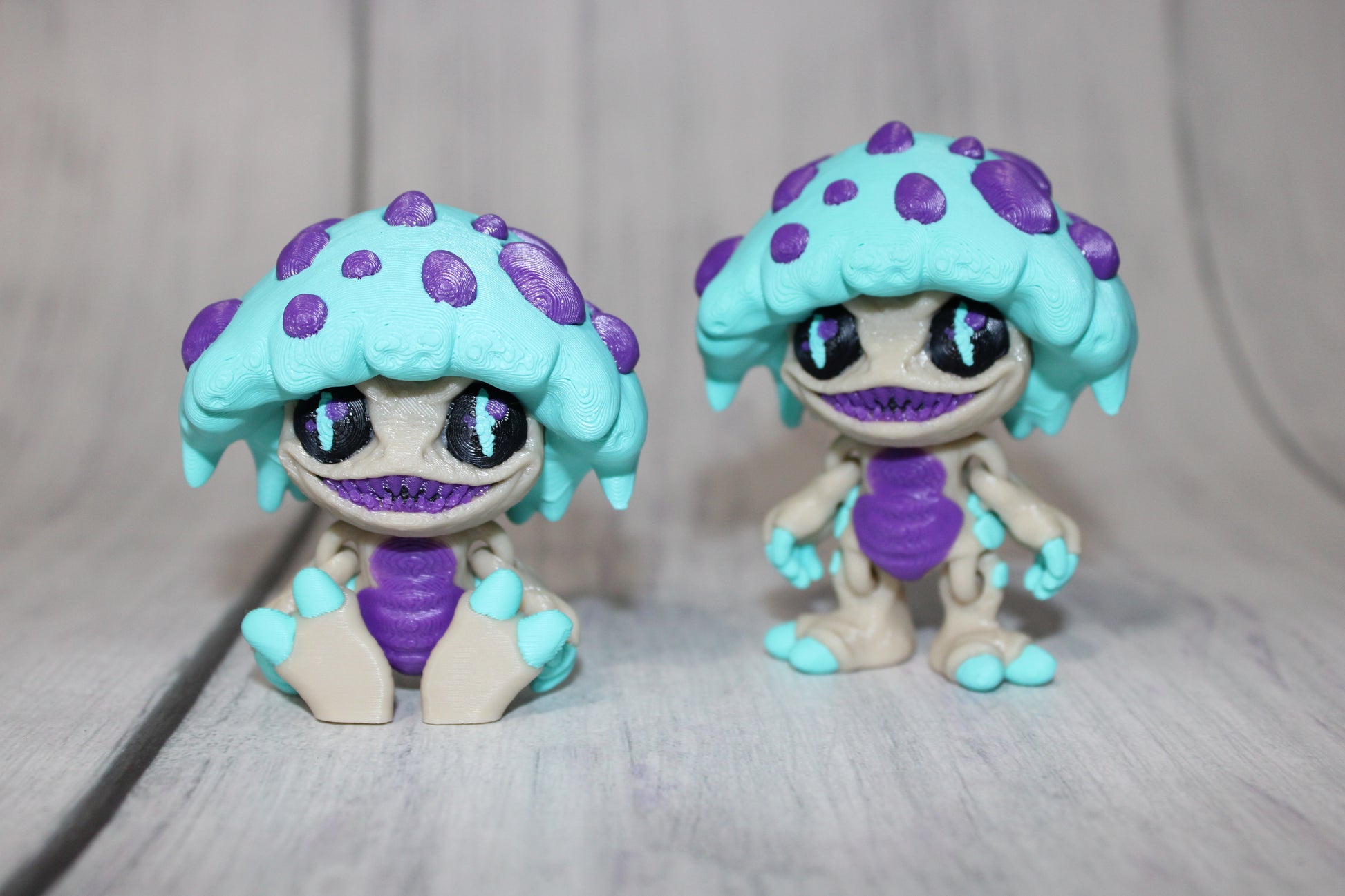 Mushroom Creature Articulated 3d Printed Figurine 3 inches tall - Wonderland 3D Printing 
