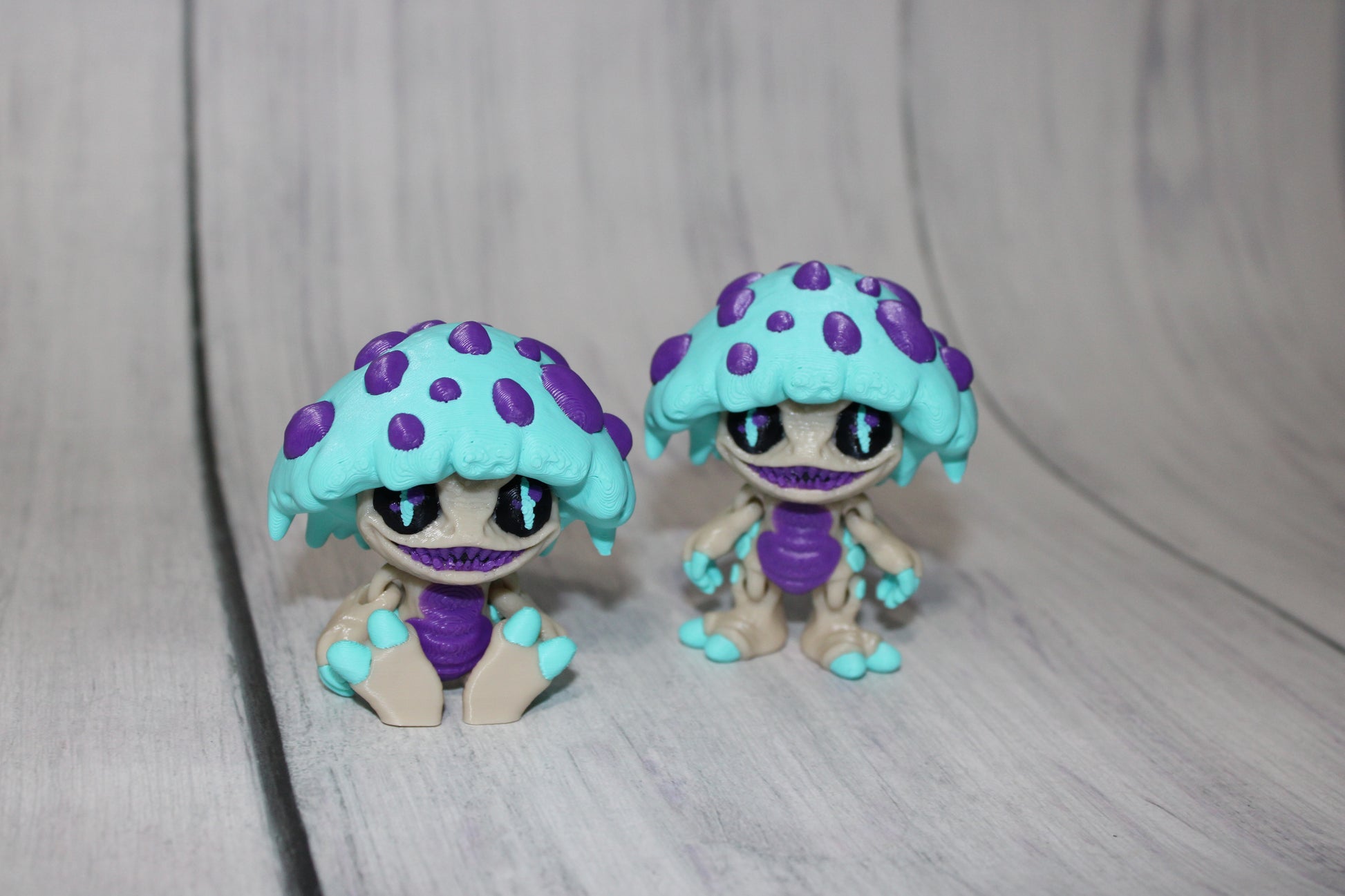 Mushroom Creature Articulated 3d Printed Figurine 3 inches tall - Wonderland 3D Printing 