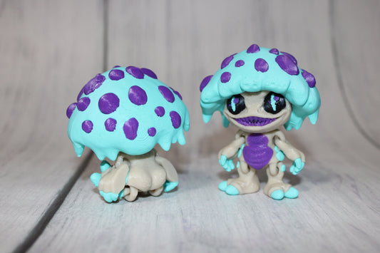 Mushroom Creature Articulated 3d Printed Figurine 3 inches tall - Wonderland 3D Printing 