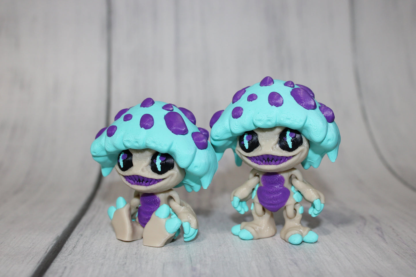 Mushroom Creature Articulated 3d Printed Figurine 3 inches tall - Wonderland 3D Printing 