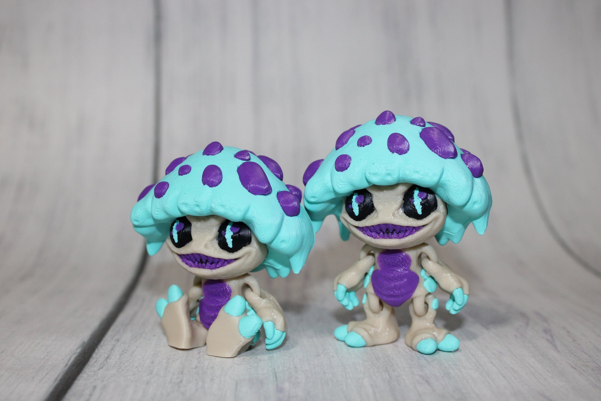 Mushroom Creature Articulated 3d Printed Figurine 3 inches tall - Wonderland 3D Printing 
