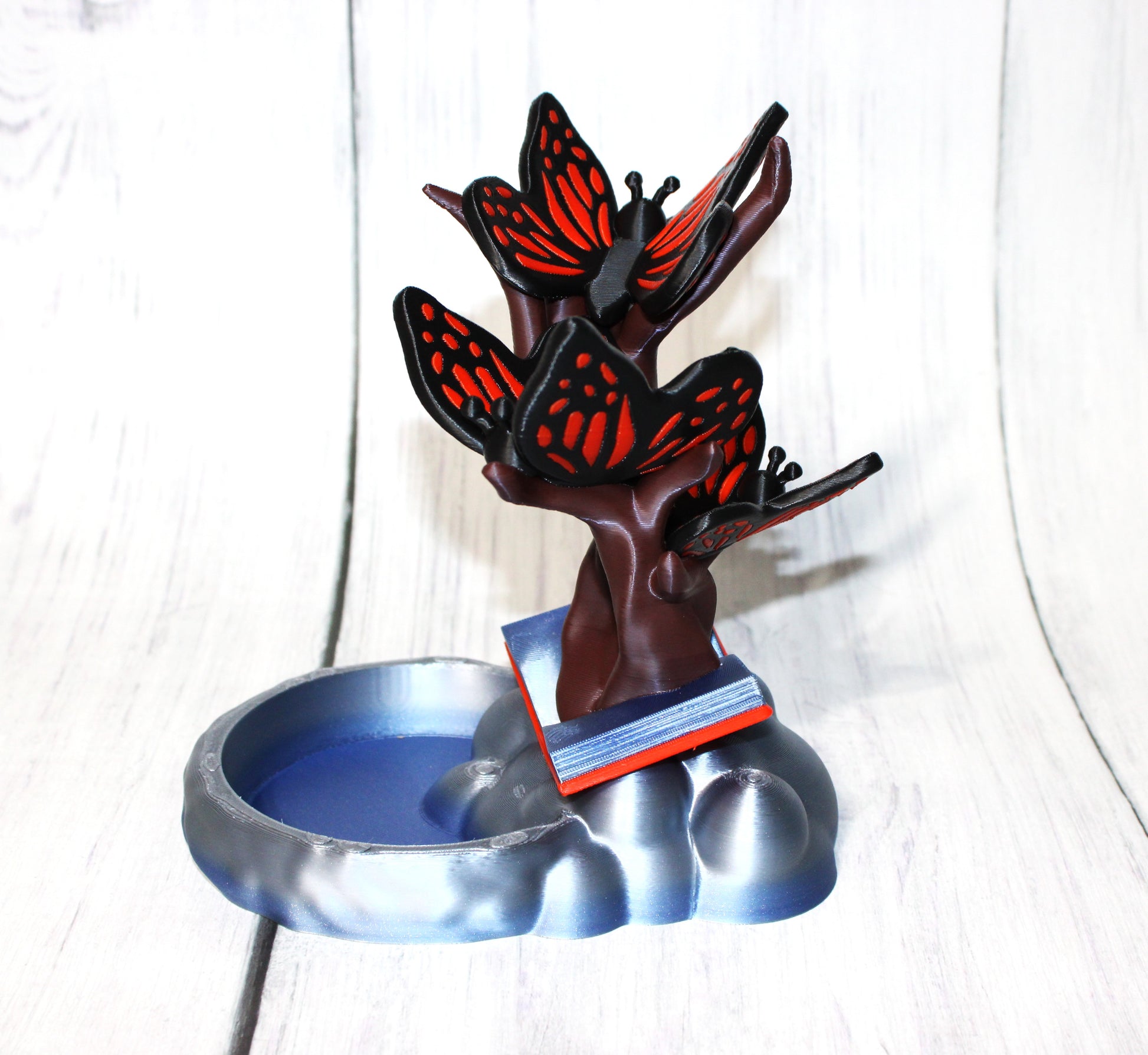 Butterfly and Books Dice Tower or Jewelry Holder 3d Printed - Wonderland 3D Printing 