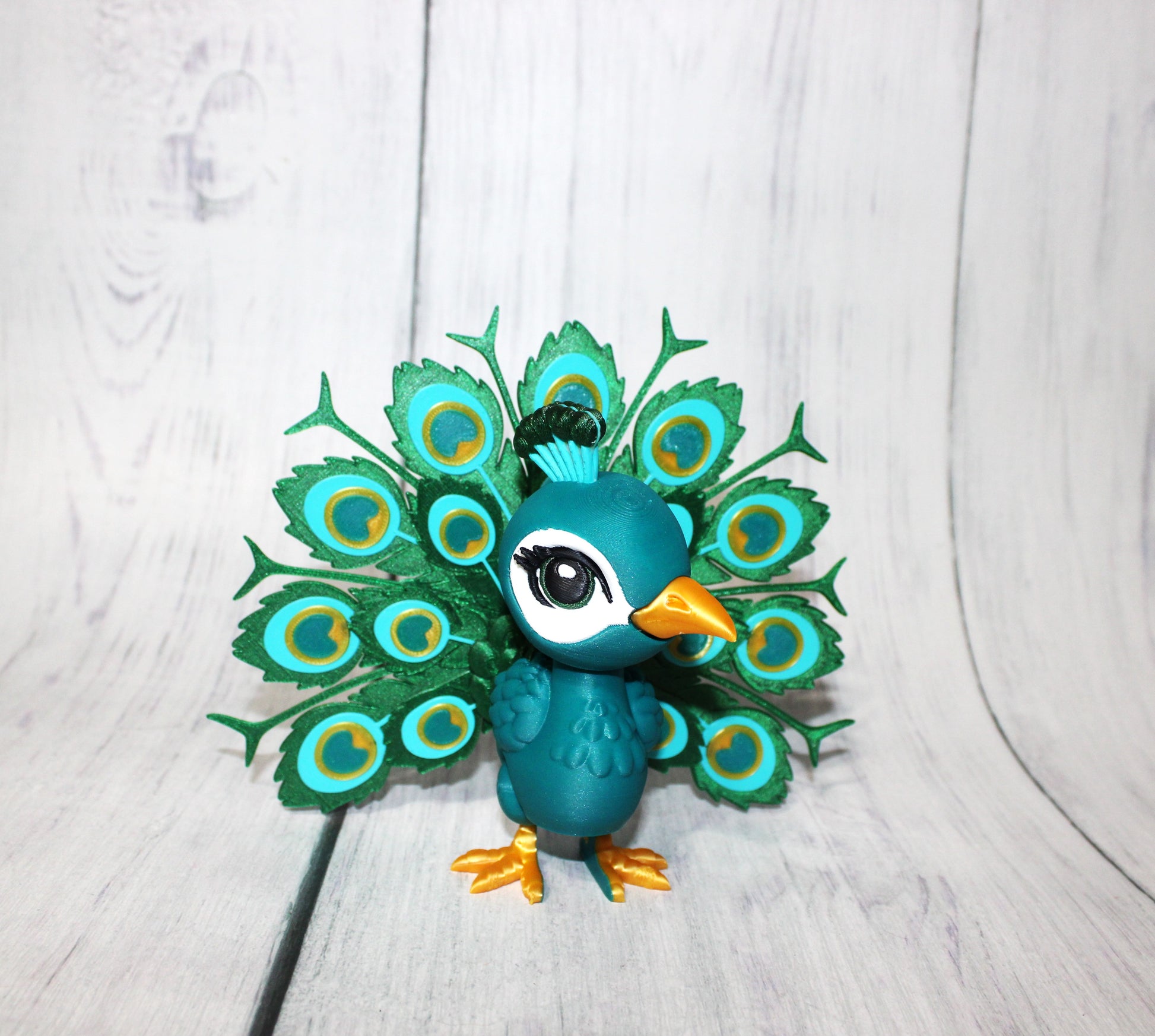 Peacock 5.75 inches Tall- 3D Printed Articulated Flexi Fidget Figurine - Wonderland 3D Printing 