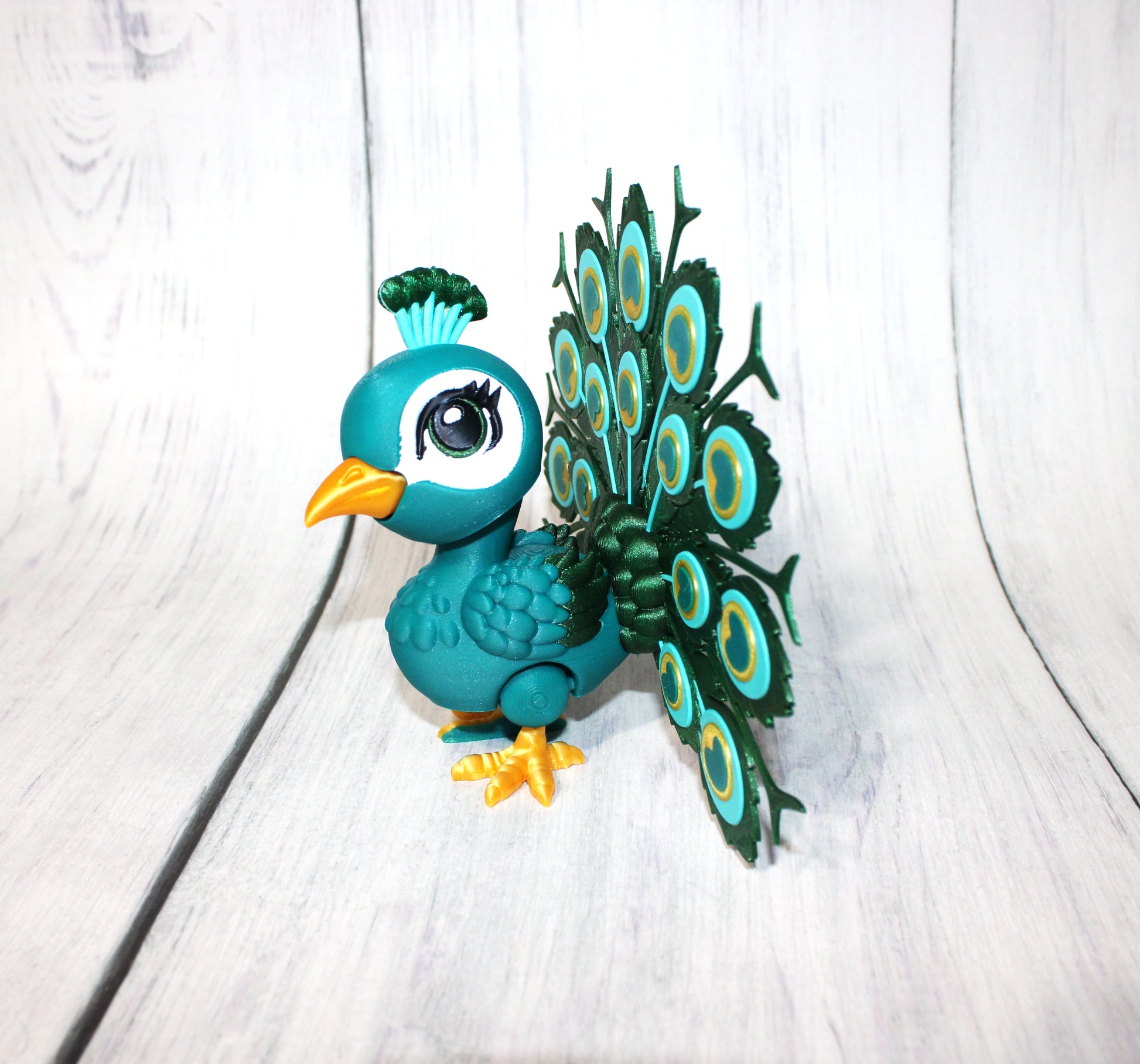 Peacock 5.75 inches Tall- 3D Printed Articulated Flexi Fidget Figurine - Wonderland 3D Printing 