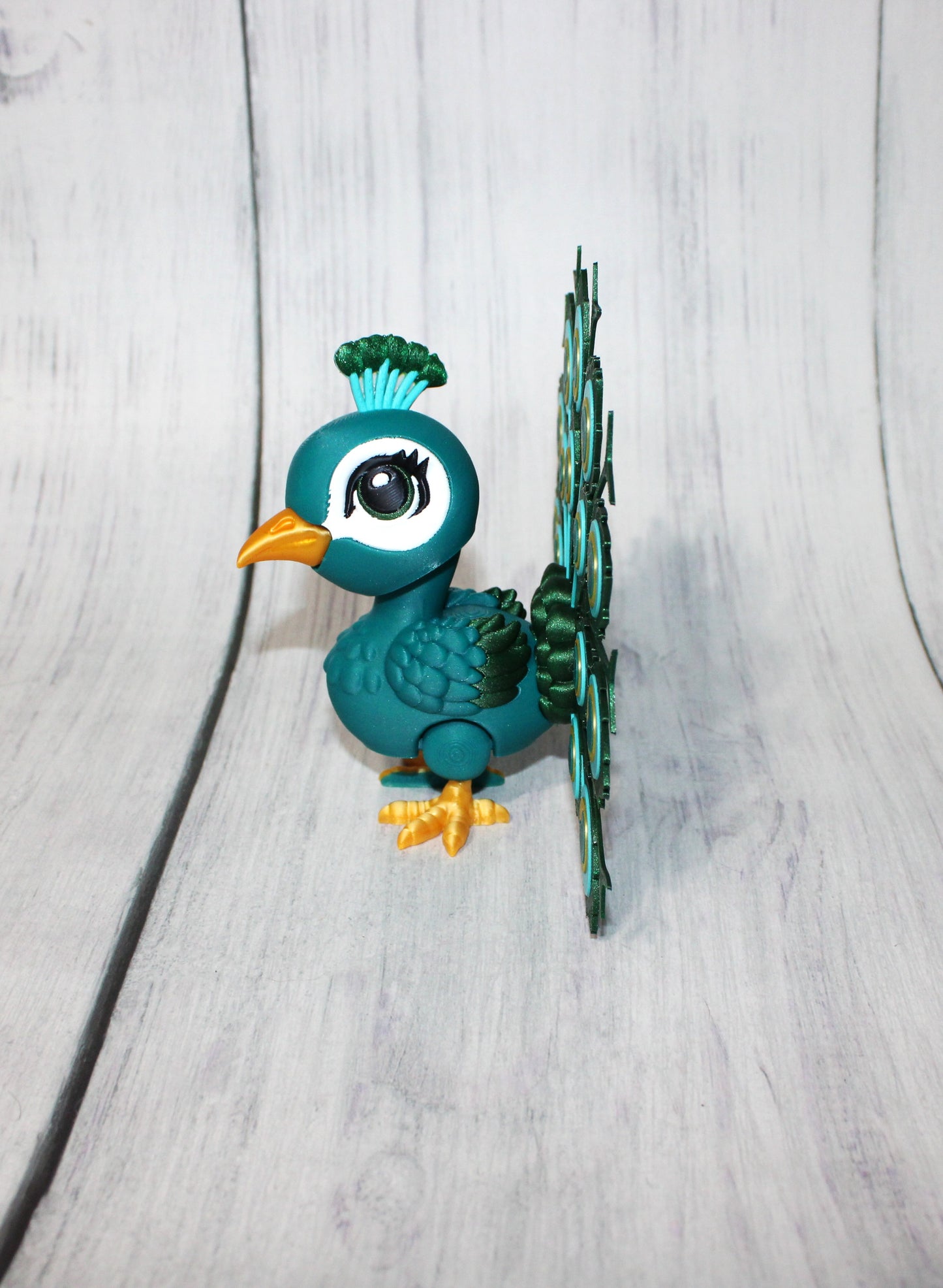 Peacock 5.75 inches Tall- 3D Printed Articulated Flexi Fidget Figurine - Wonderland 3D Printing 