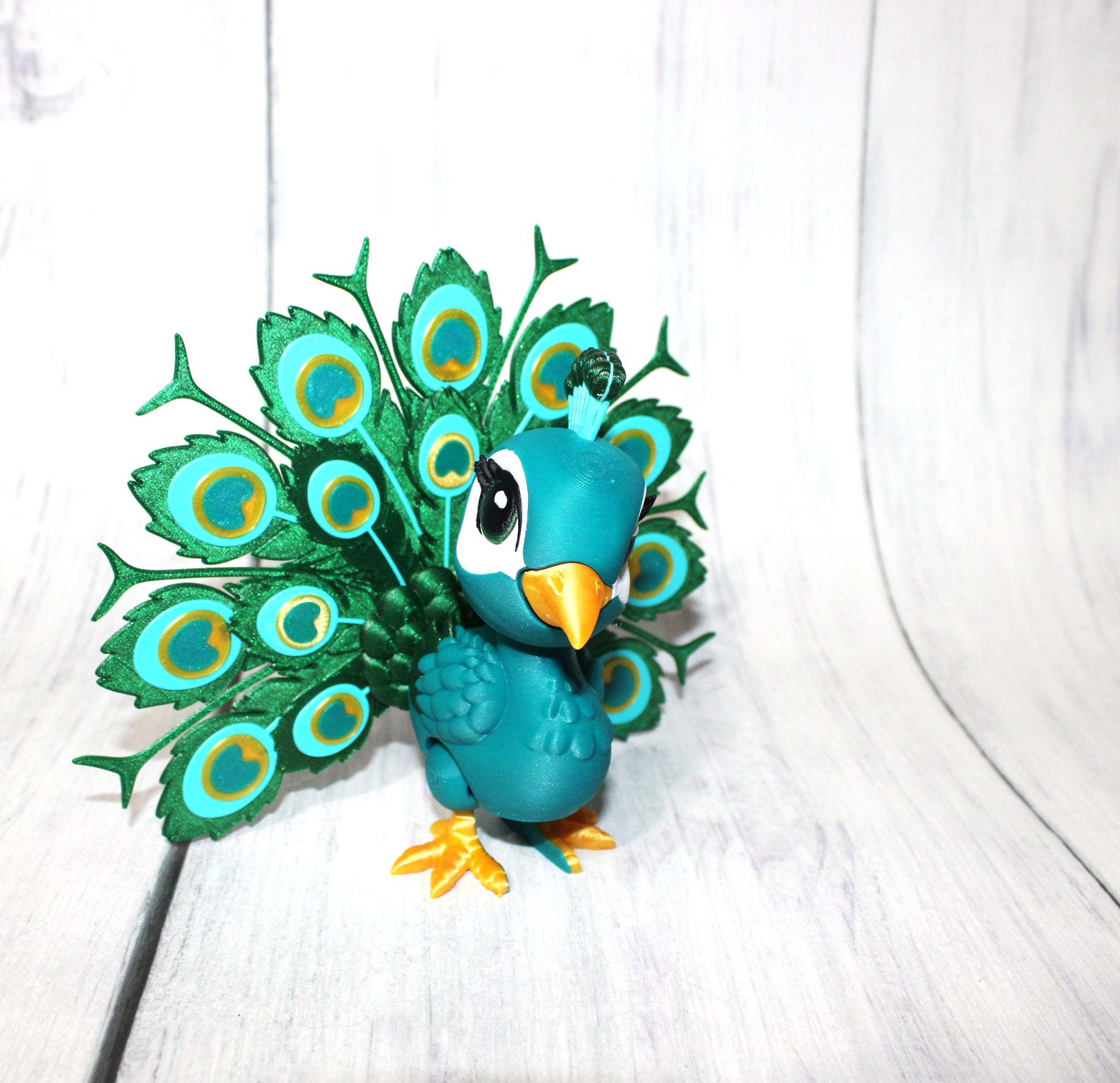 Peacock 5.75 inches Tall- 3D Printed Articulated Flexi Fidget Figurine - Wonderland 3D Printing 
