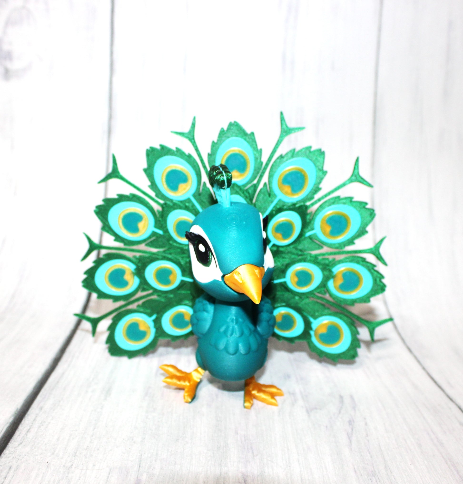 Peacock 5.75 inches Tall- 3D Printed Articulated Flexi Fidget Figurine - Wonderland 3D Printing 