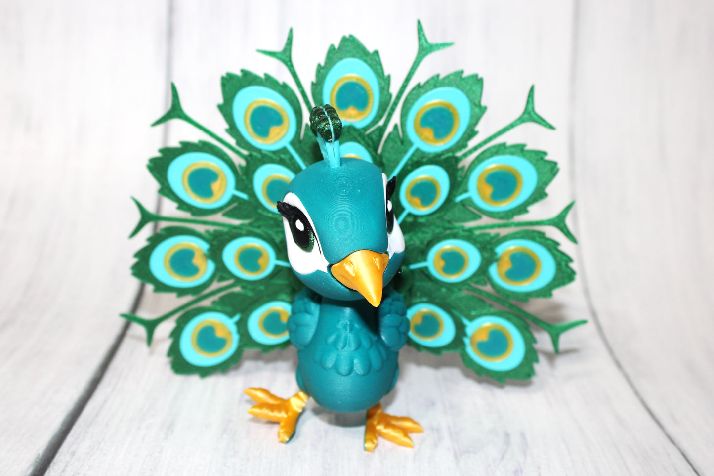 Peacock 5.75 inches Tall- 3D Printed Articulated Flexi Fidget Figurine - Wonderland 3D Printing 