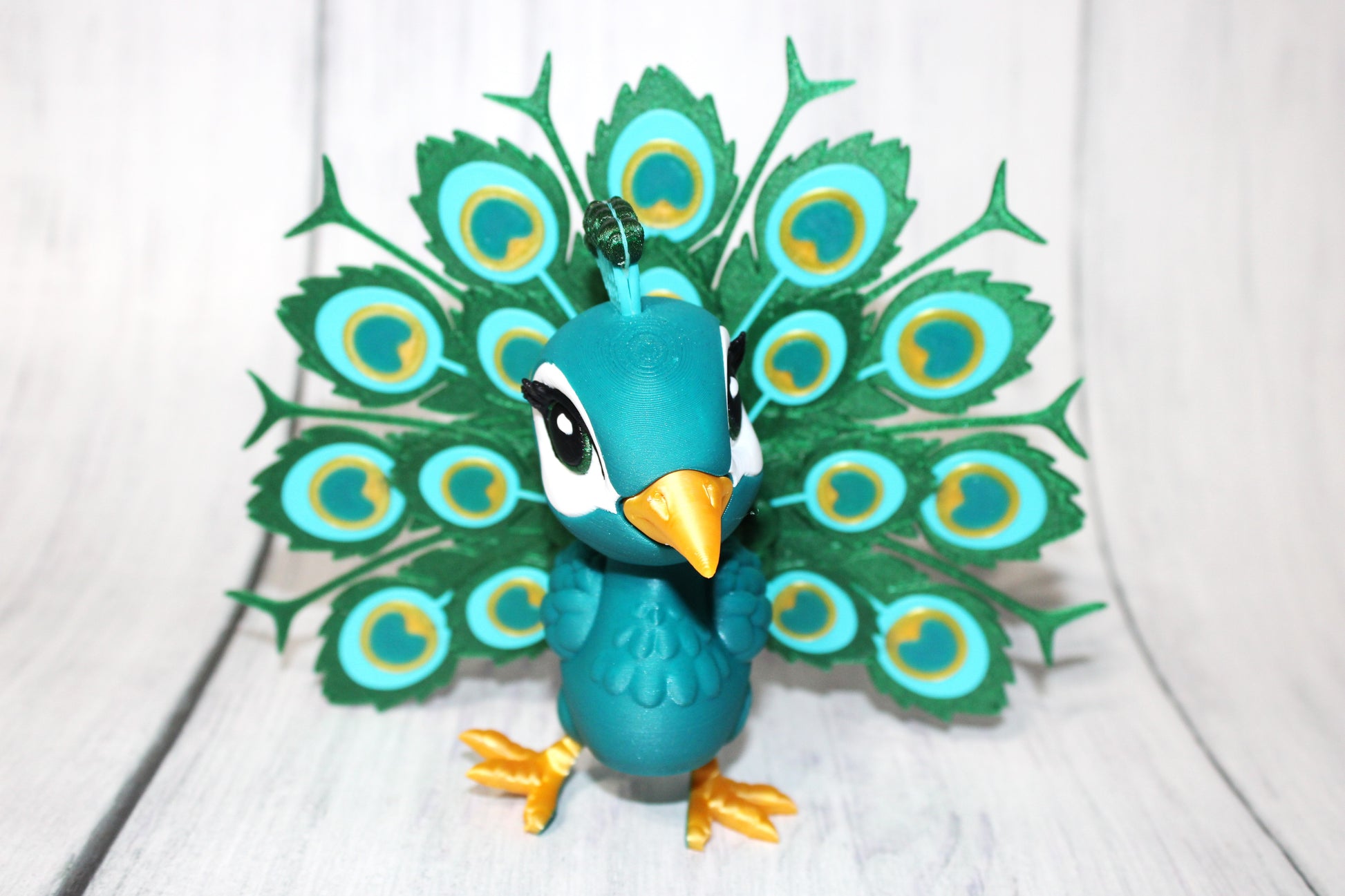 Peacock 5.75 inches Tall- 3D Printed Articulated Flexi Fidget Figurine - Wonderland 3D Printing 