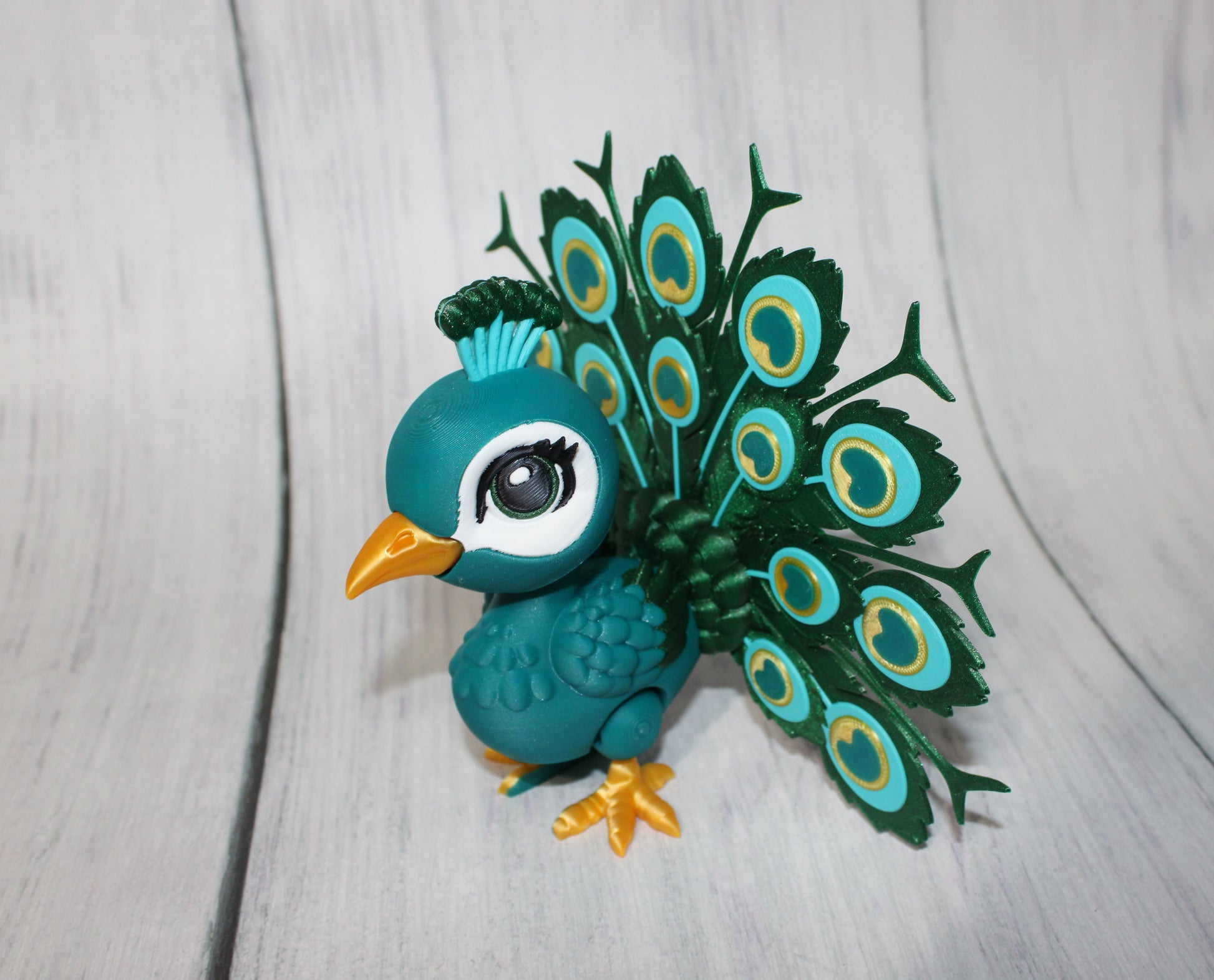 Peacock 5.75 inches Tall- 3D Printed Articulated Flexi Fidget Figurine - Wonderland 3D Printing 