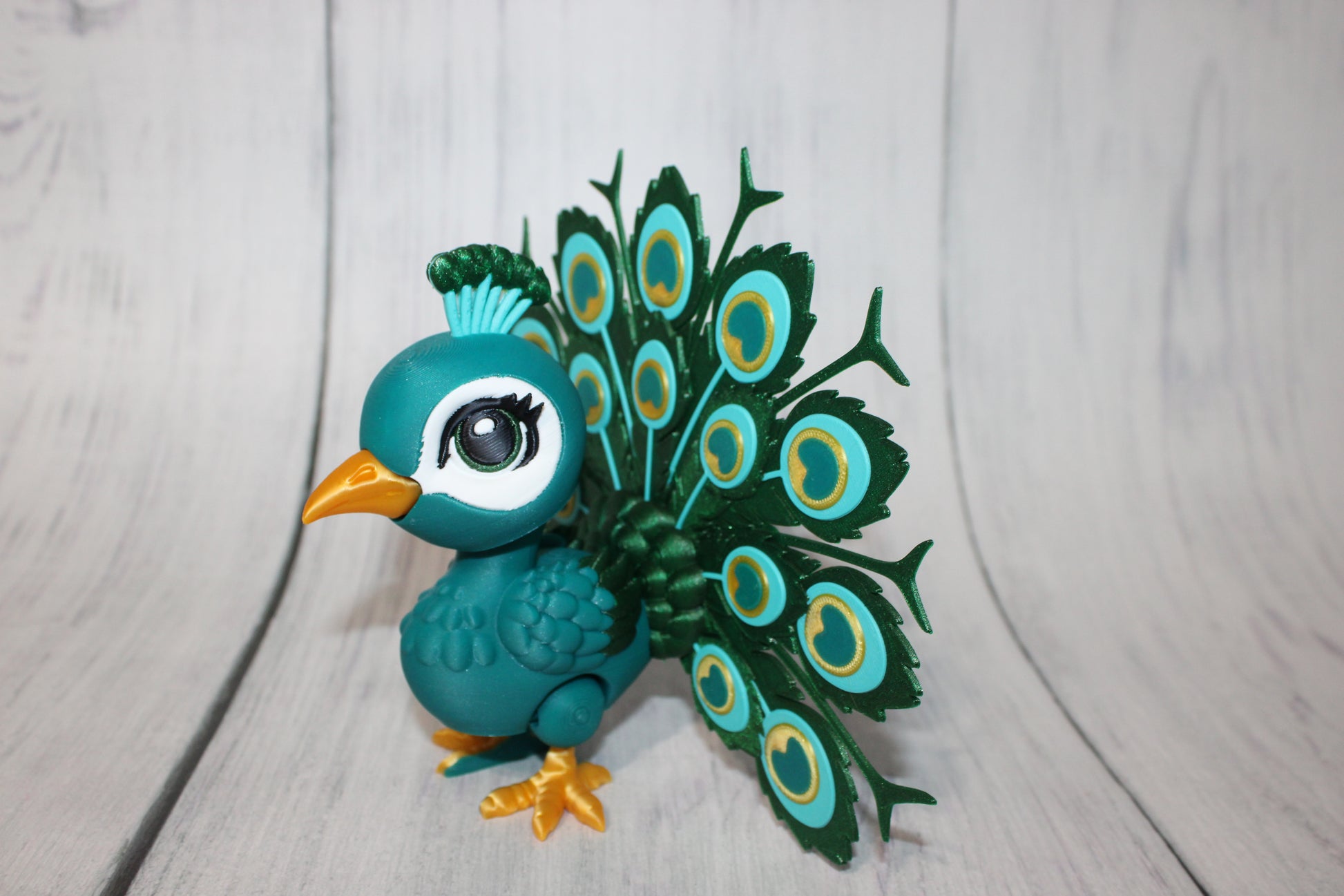 Peacock 5.75 inches Tall- 3D Printed Articulated Flexi Fidget Figurine - Wonderland 3D Printing 