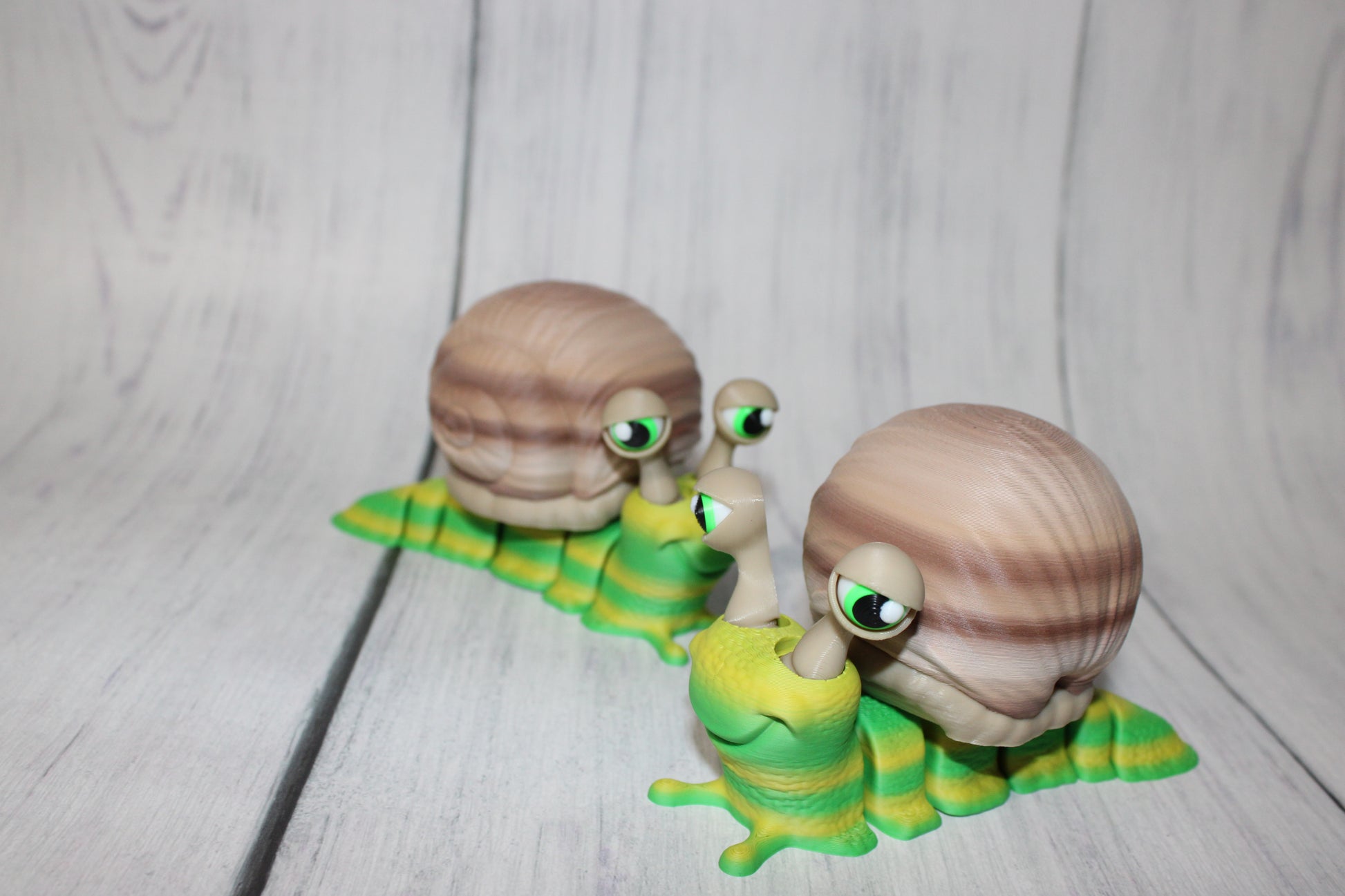 Flexi Snail 5 inches long by 3 inches Tall 3D Printed Articulated Flexi Fidget Figurine - Wonderland 3D Printing 