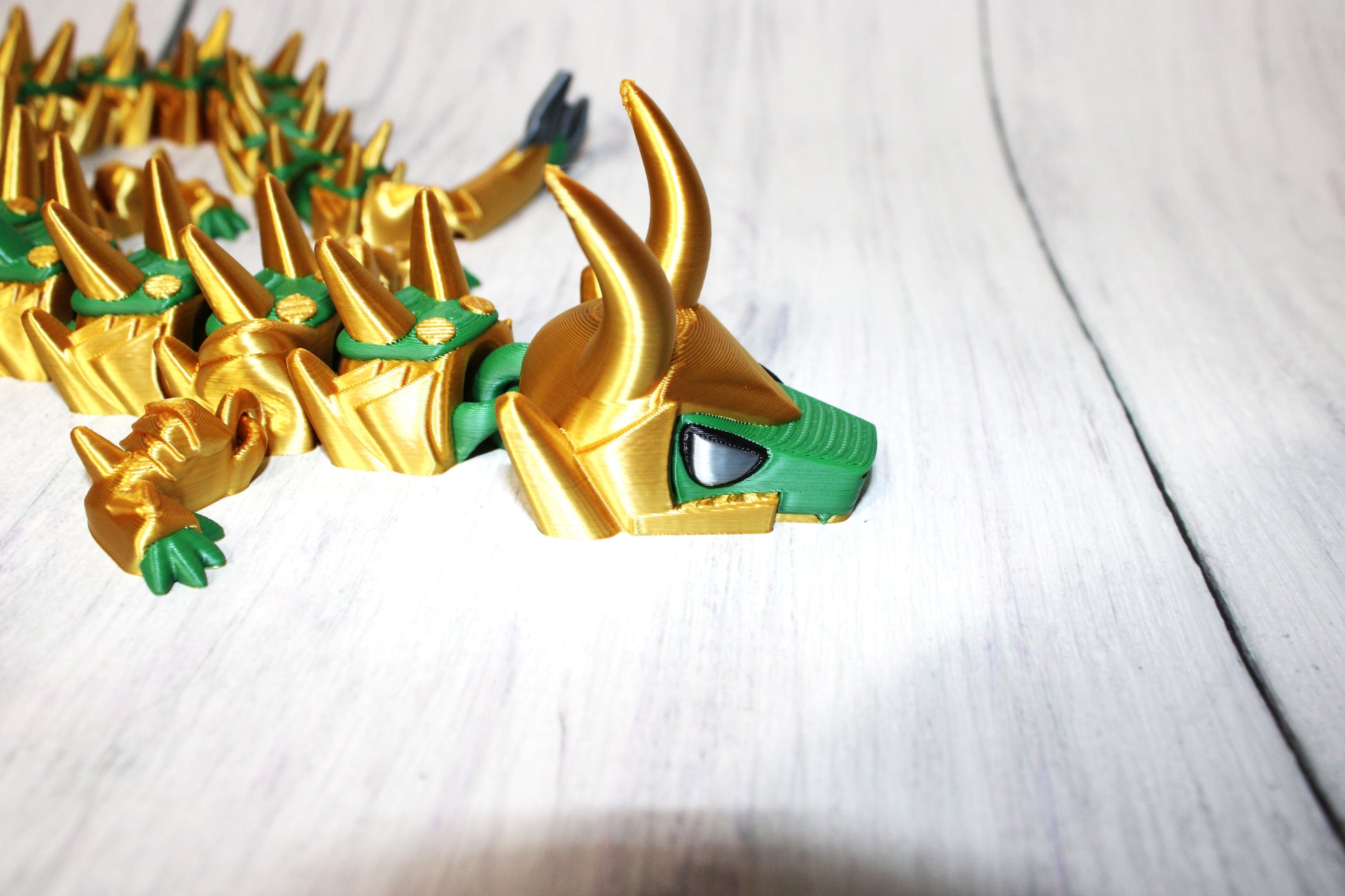 Green God Dragon 3D Printed Articulated Figurine - Wonderland 3D Printing 
