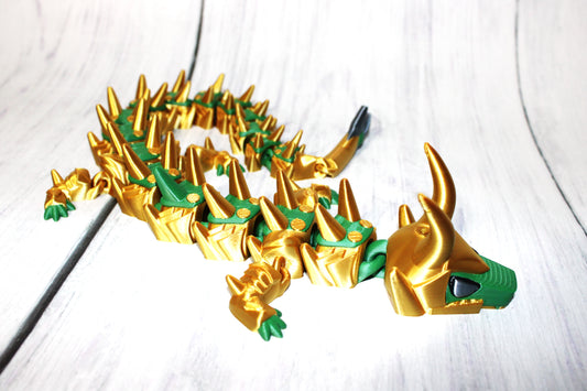 Green God Dragon 3D Printed Articulated Figurine - Wonderland 3D Printing 