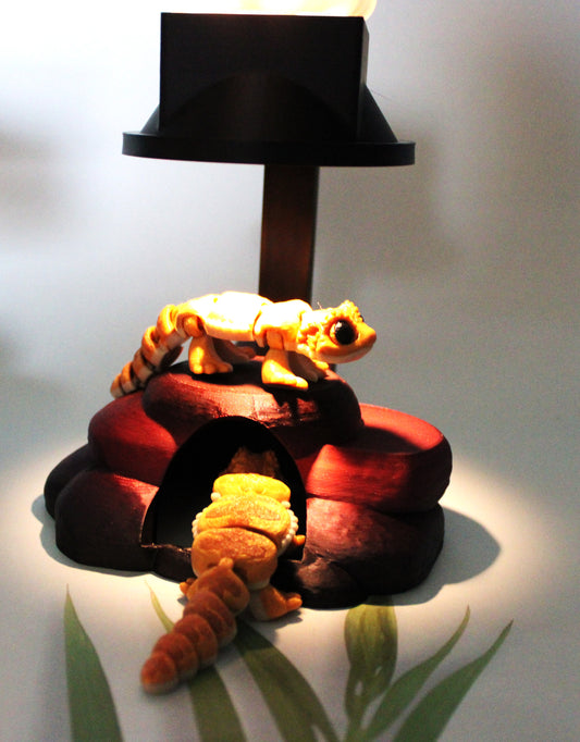 Bearded Dragon with Heat Rock  3D Printed Articulated Flexi Figurine-Includes 2 bearded dragons - Wonderland 3D Printing 