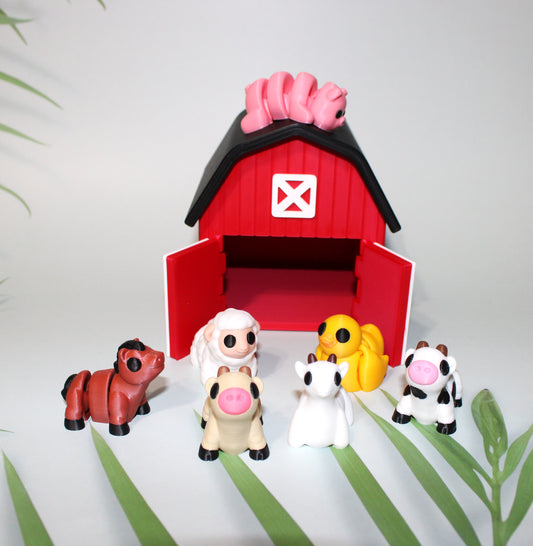 Barn with 7  Minis-3D Printed Articulated Fidget Toys - Wonderland 3D Printing 