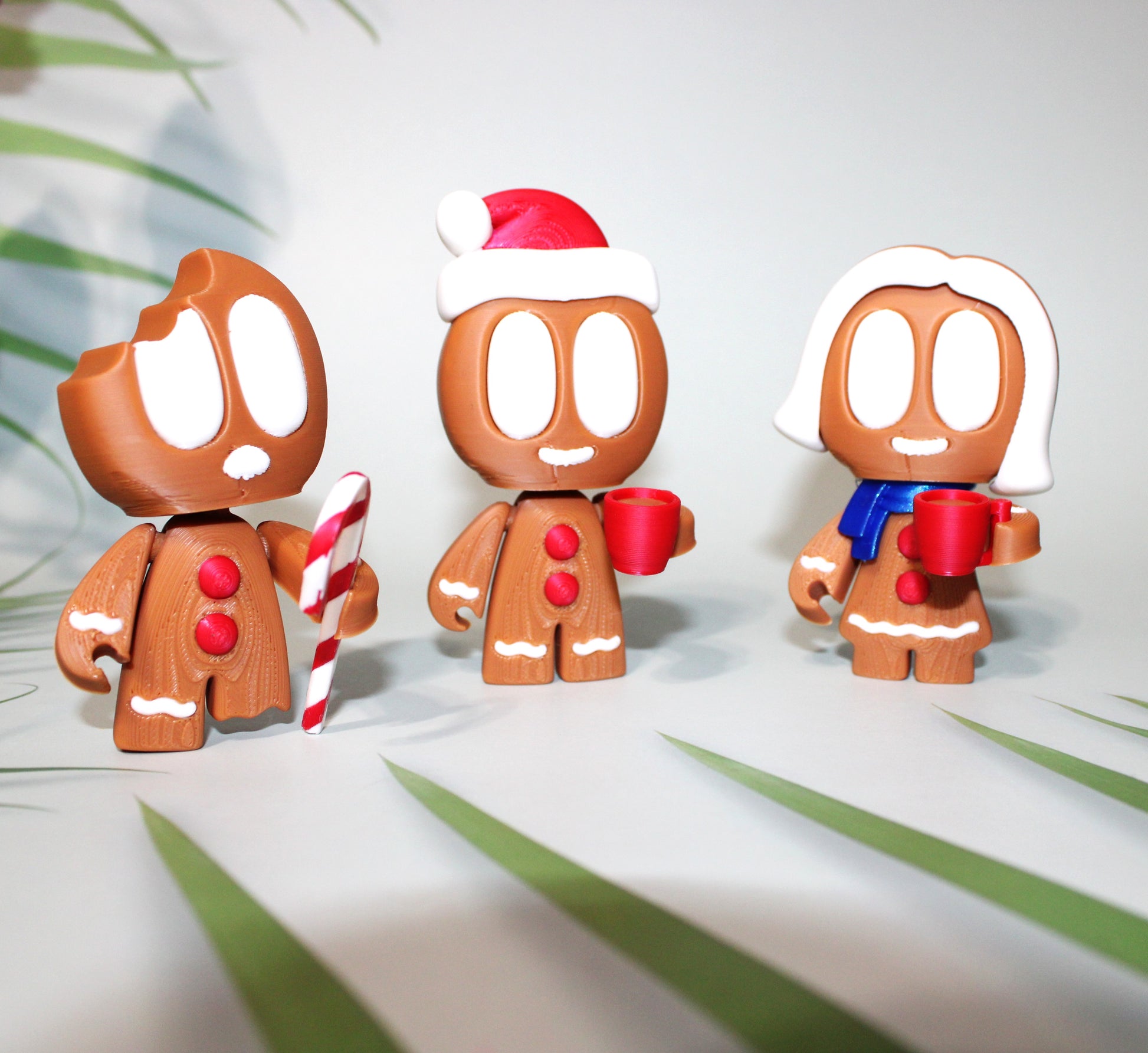 Gingerbread People 4inches Tall, 3 piece set-3D Printed Flexi Articulated Figurines - Wonderland 3D Printing 