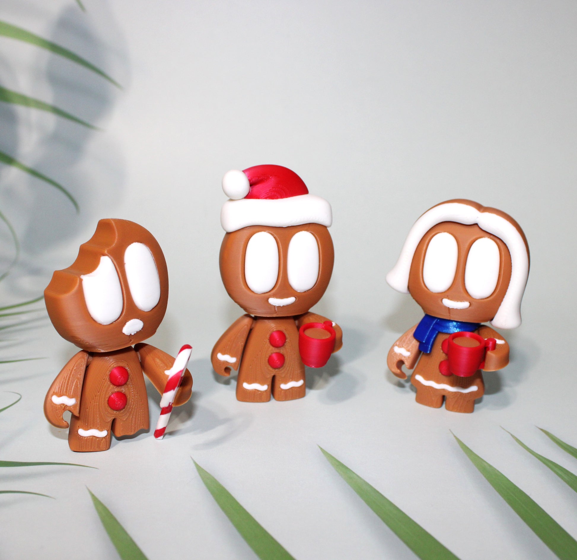 Gingerbread People 4inches Tall, 3 piece set-3D Printed Flexi Articulated Figurines - Wonderland 3D Printing 