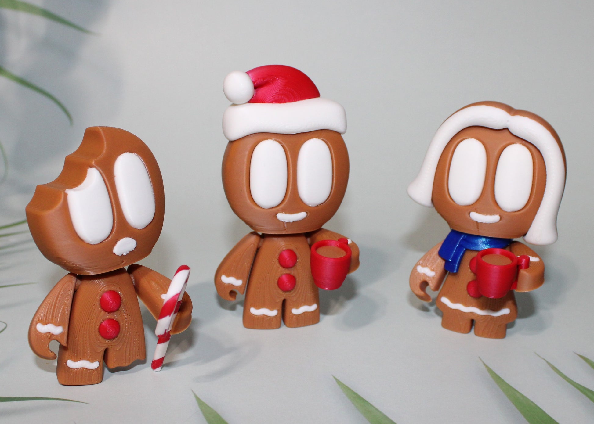 Gingerbread People 4inches Tall, 3 piece set-3D Printed Flexi Articulated Figurines - Wonderland 3D Printing 