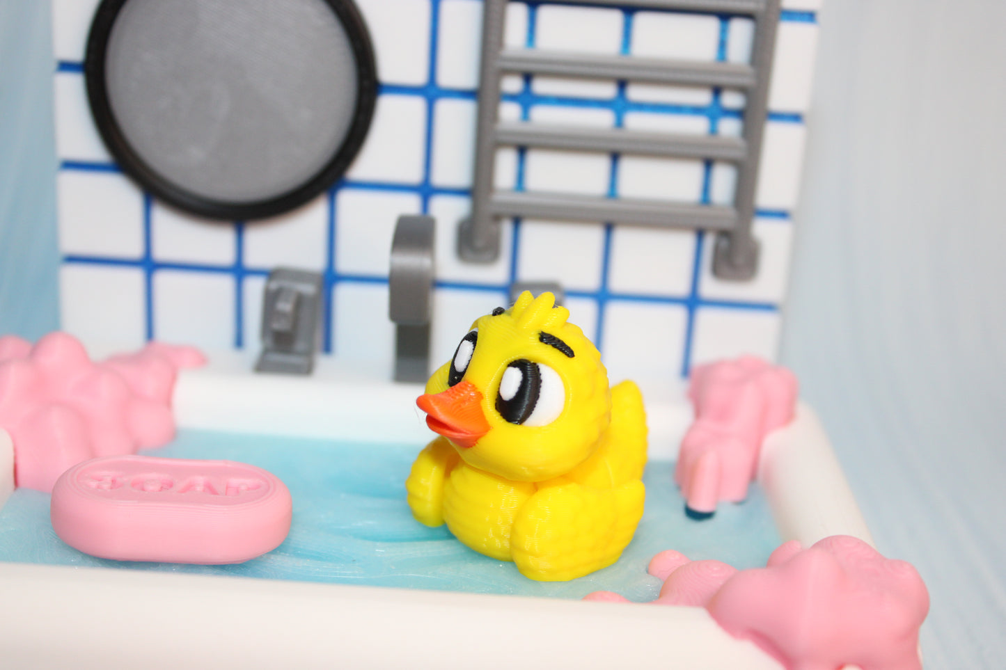 3D Printed Ducky Bathtub Toy, Cute Mini Duck Bath Scene, Desk Decor, Gift for Kids & Adults, Kawaii Bathroom Decor, Collectible Figurine - Wonderland 3D Printing 