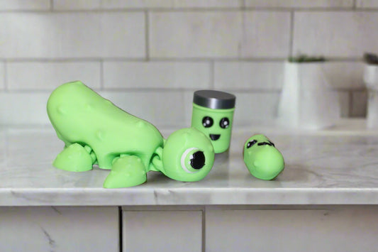 Pickle Turtle 3 inches Long Articulated 3d Printed Figurine - Wonderland 3D Printing 