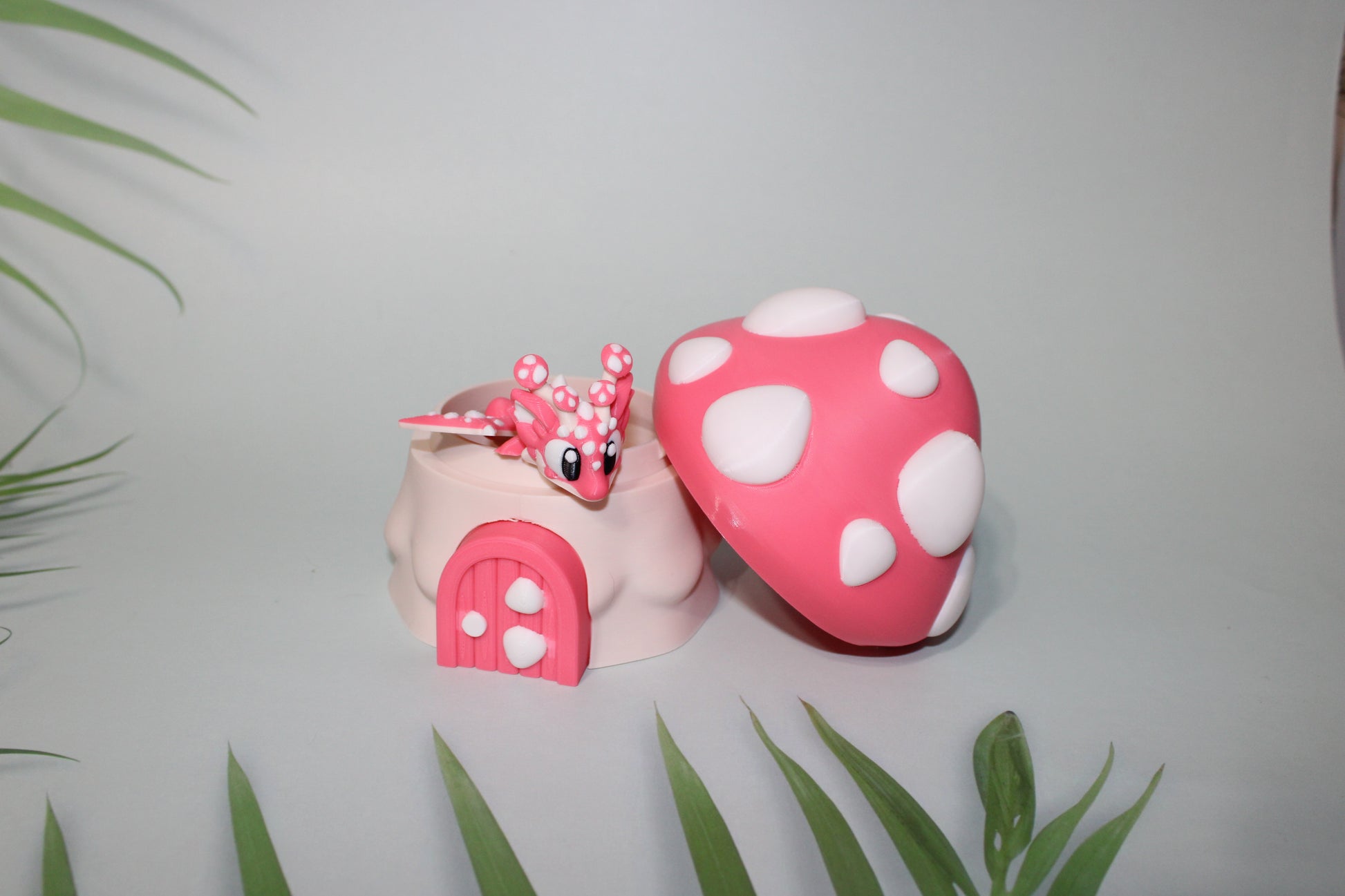 Mushroom Dragon with Egg: 4 inches Long 3D Printed Articulated Flexi Fidget - Wonderland 3D Printing 